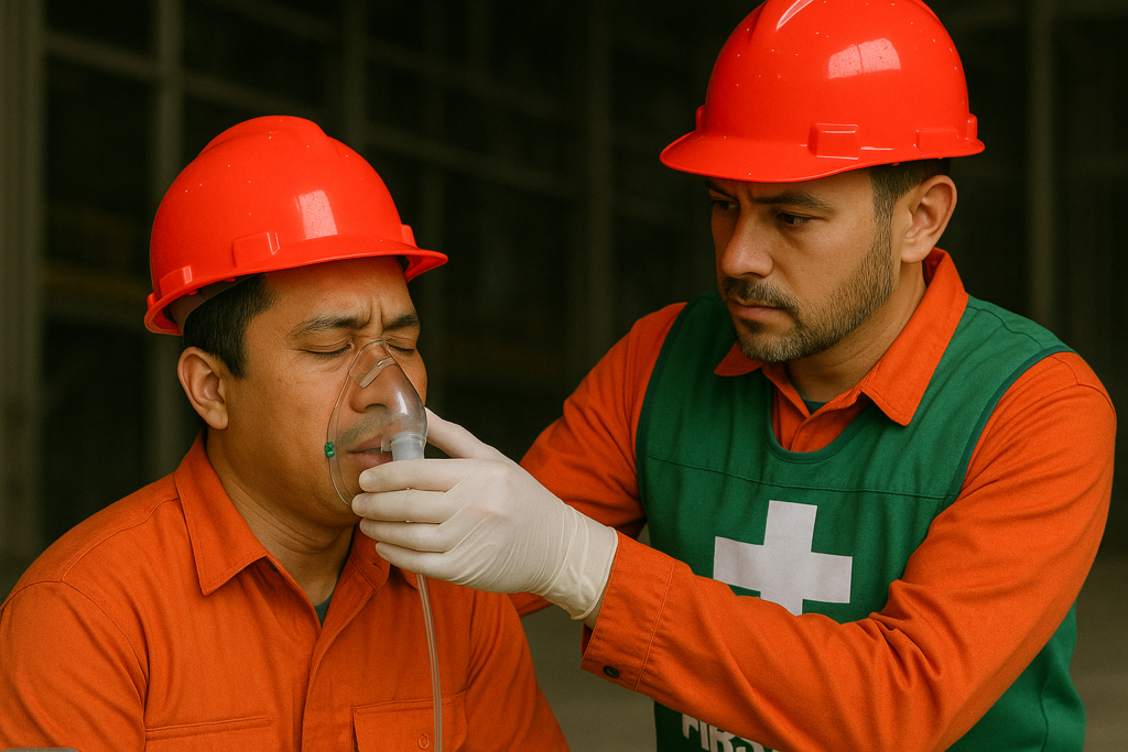 Petugas P3K Sedang Menangani Pekerja